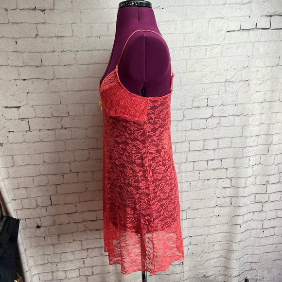 Jenny Jen lace slip nightgown pink coral color size medium - Picture 2 of 4